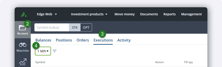 trade execution tab edge web