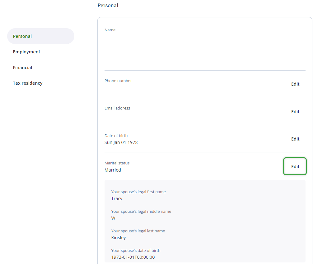 Editing your spousal information
