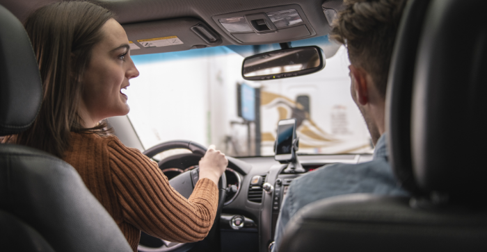 couple chatting in a car