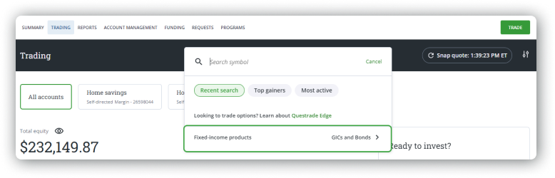 Fixed income quote bar questrade trading