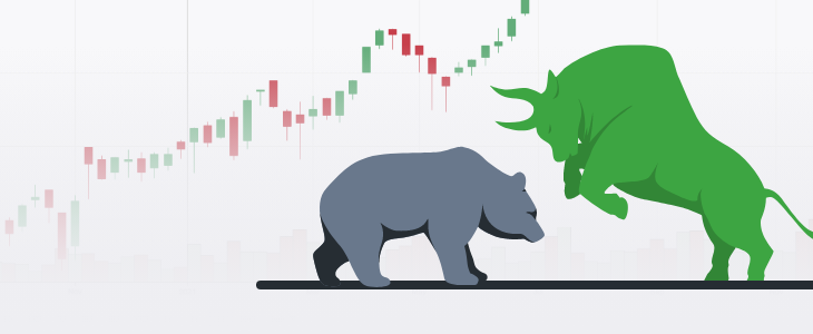 Bull vs bear graphic icons