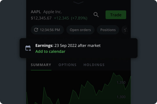 Earnings Calendar screen