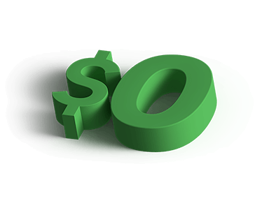 Graphic illustrating $0, representing zero commissions.