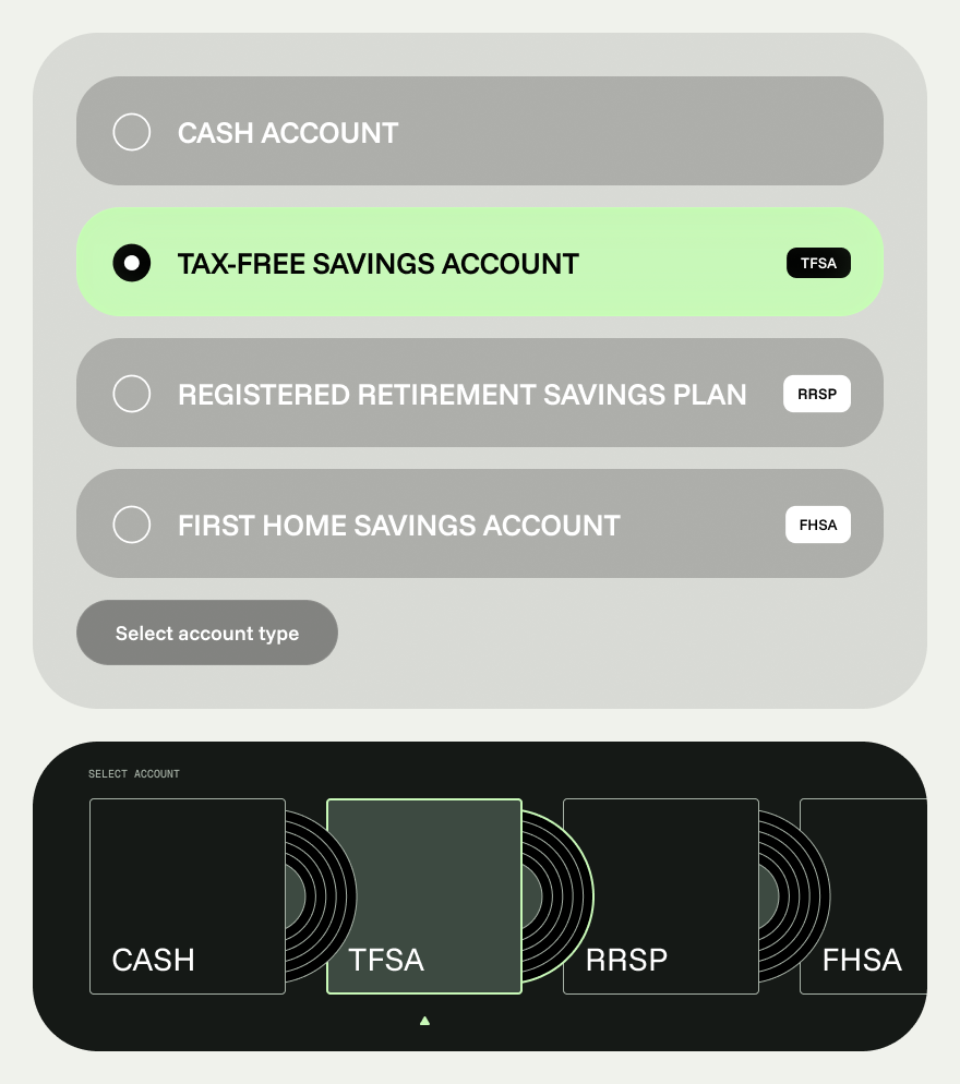 Opening a Custom Indexing account in TFSA, RRSP, FHSA, or Cash.